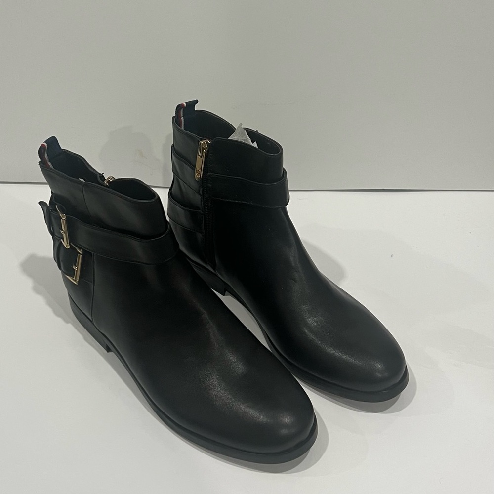 Black and gold boots